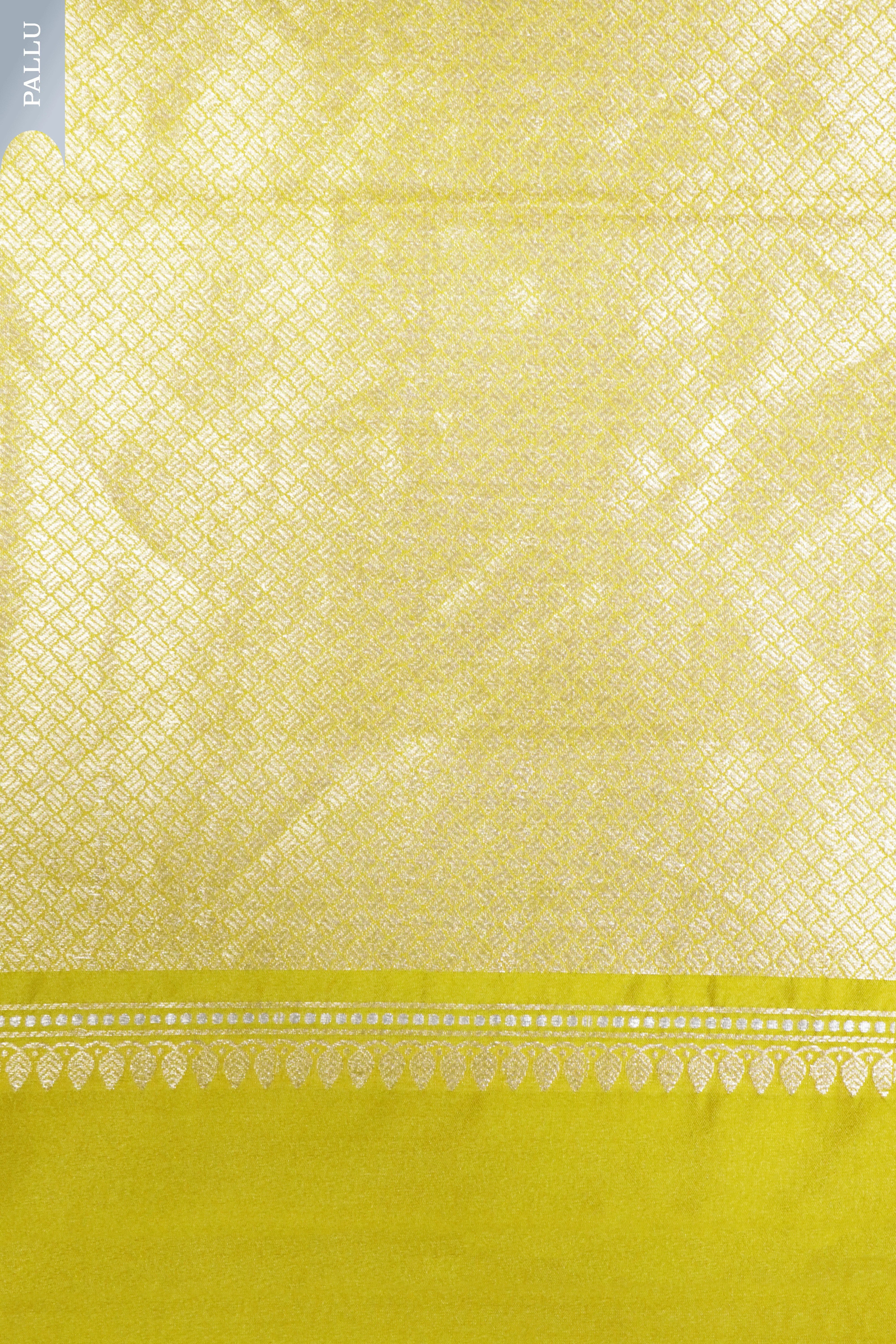 Lime Yellow Banarasi Chanderi Silk Saree with Bird Motif and Satin Border - Mokshaa