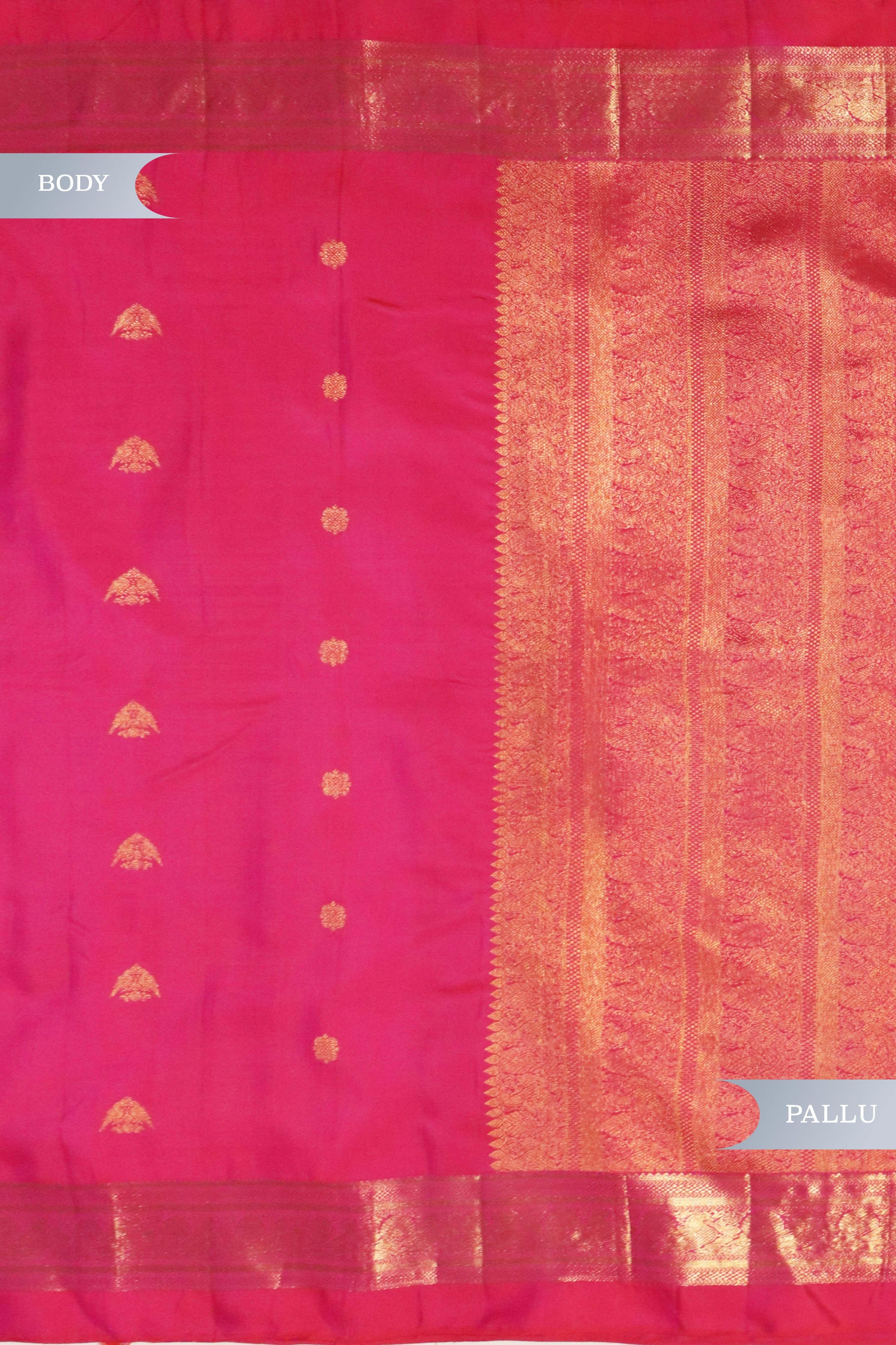 Tomato Pink Kanchivaram Silk Saree with Zari Border - Mokshaa