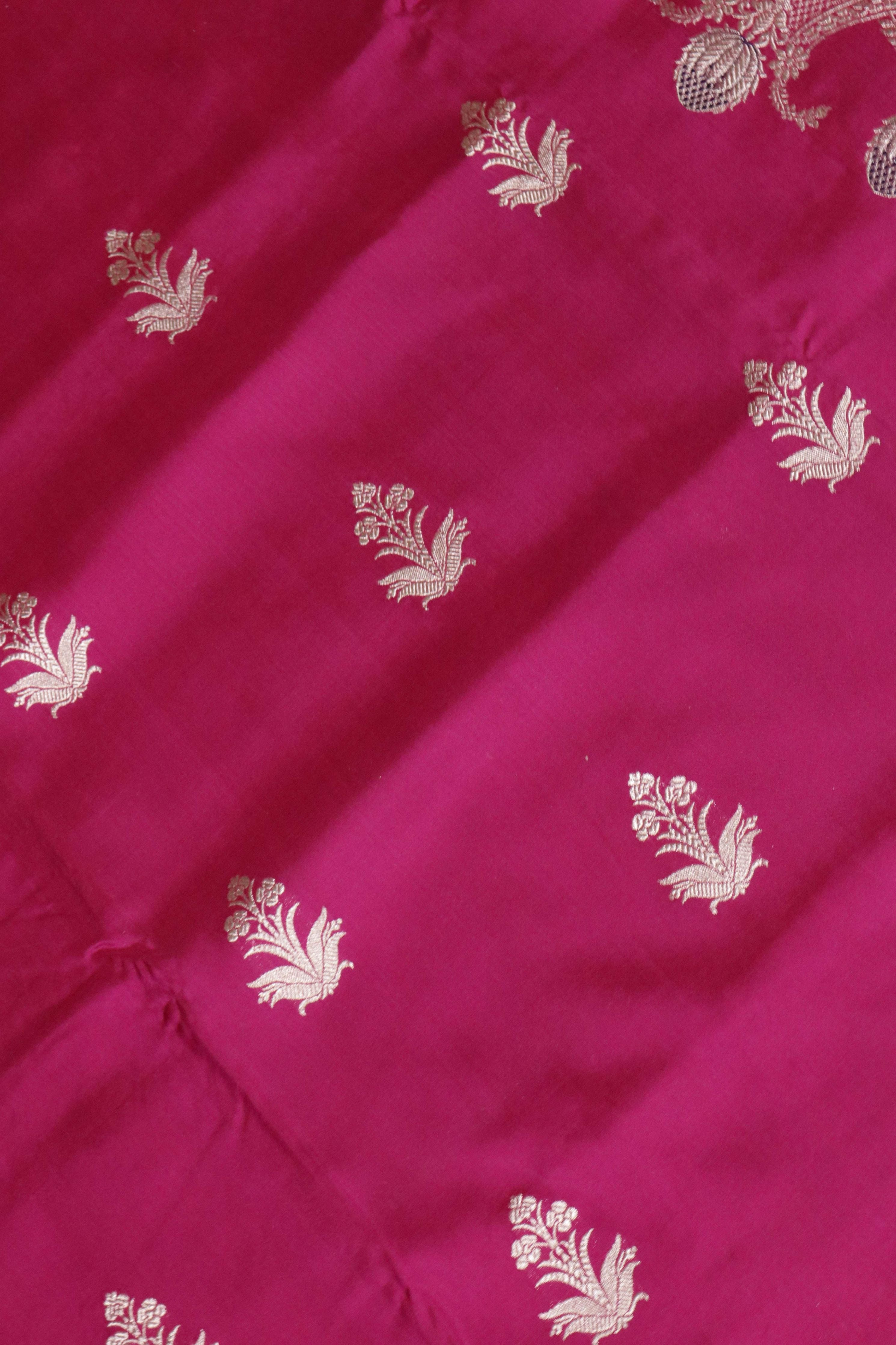 Magenta Pink Banarasi Silk Saree - Mokshaa