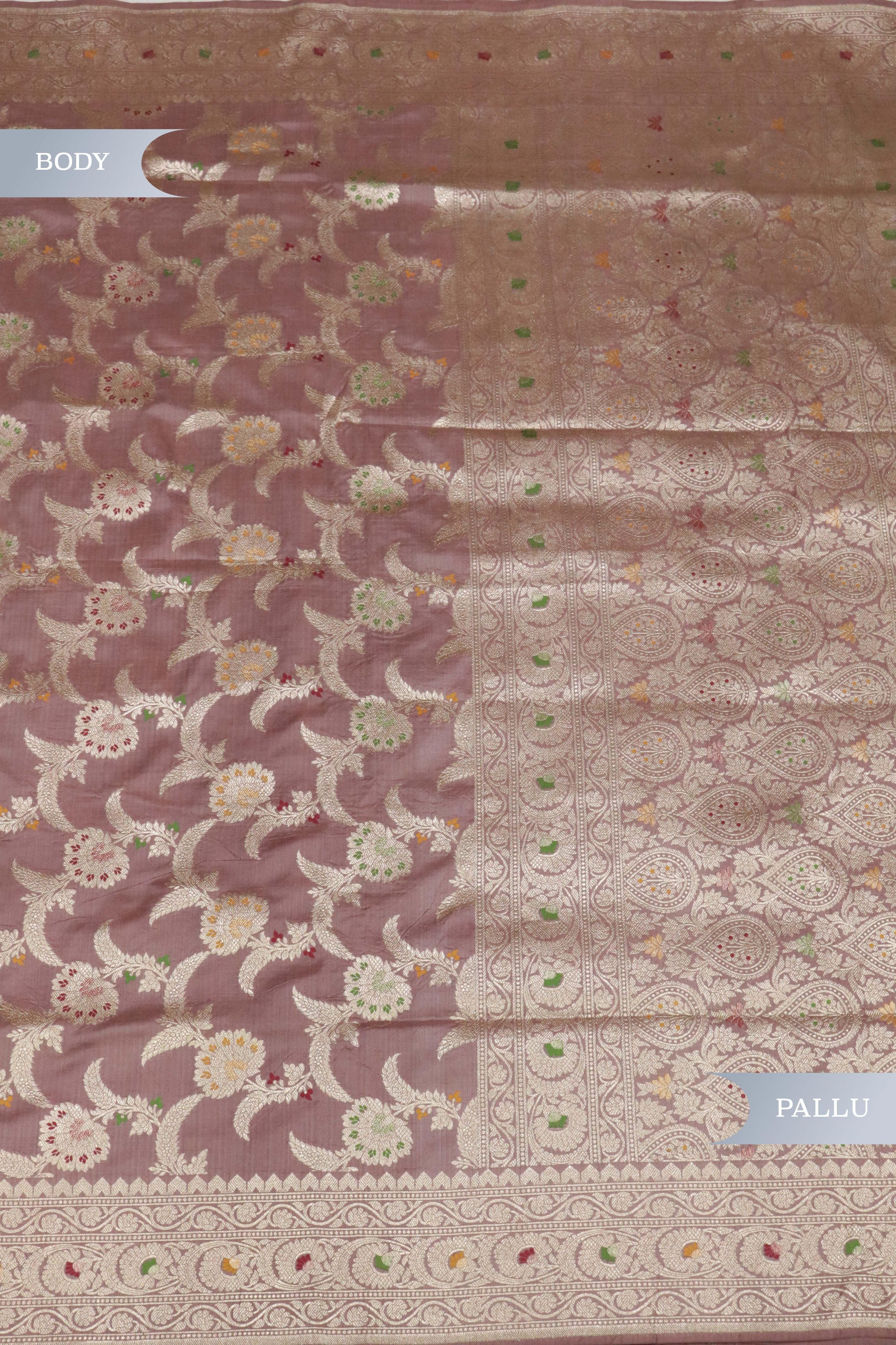 Brown Banarasi Meenakari Zari Saree - Mokshaa