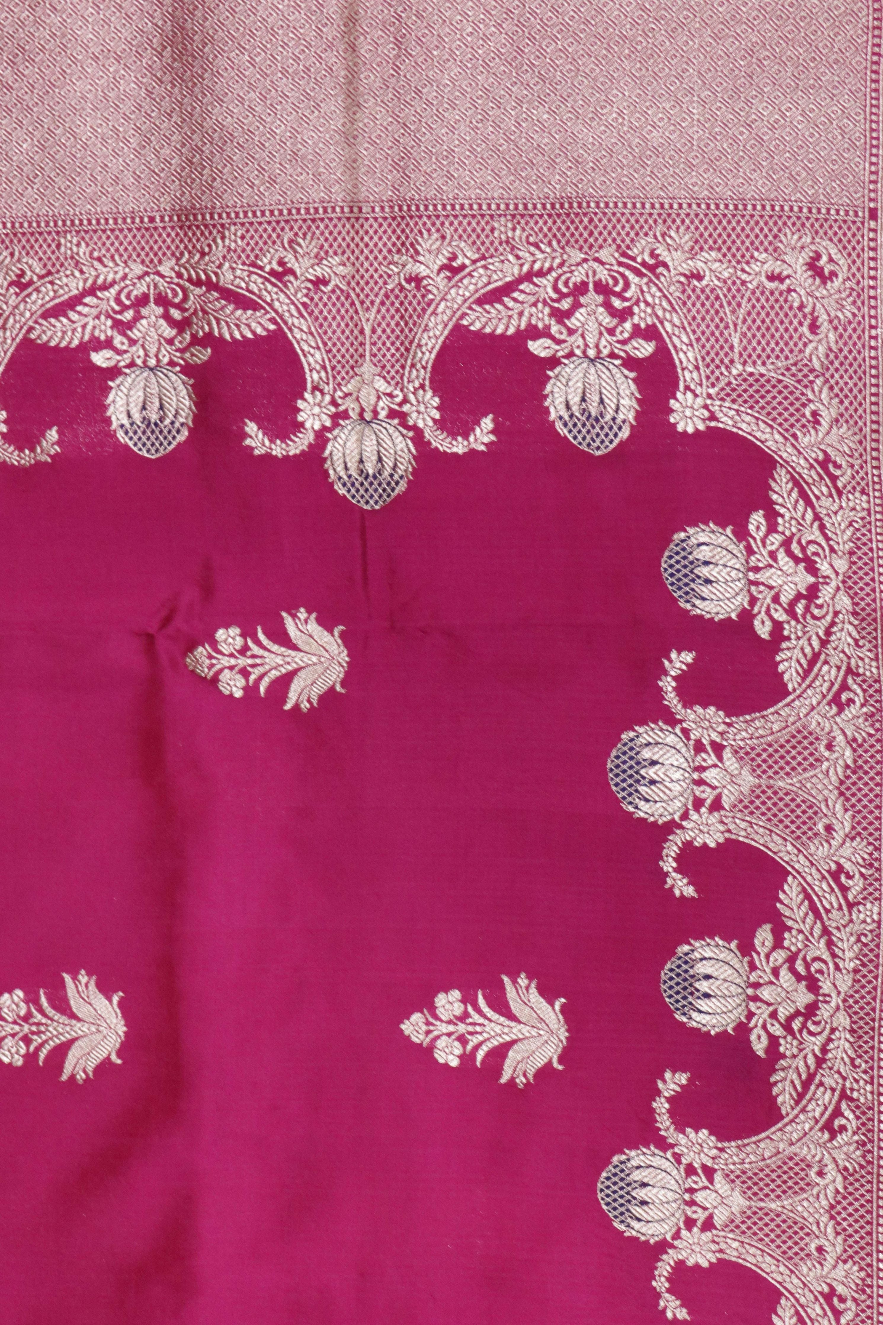 Magenta Pink Banarasi Silk Saree - Mokshaa