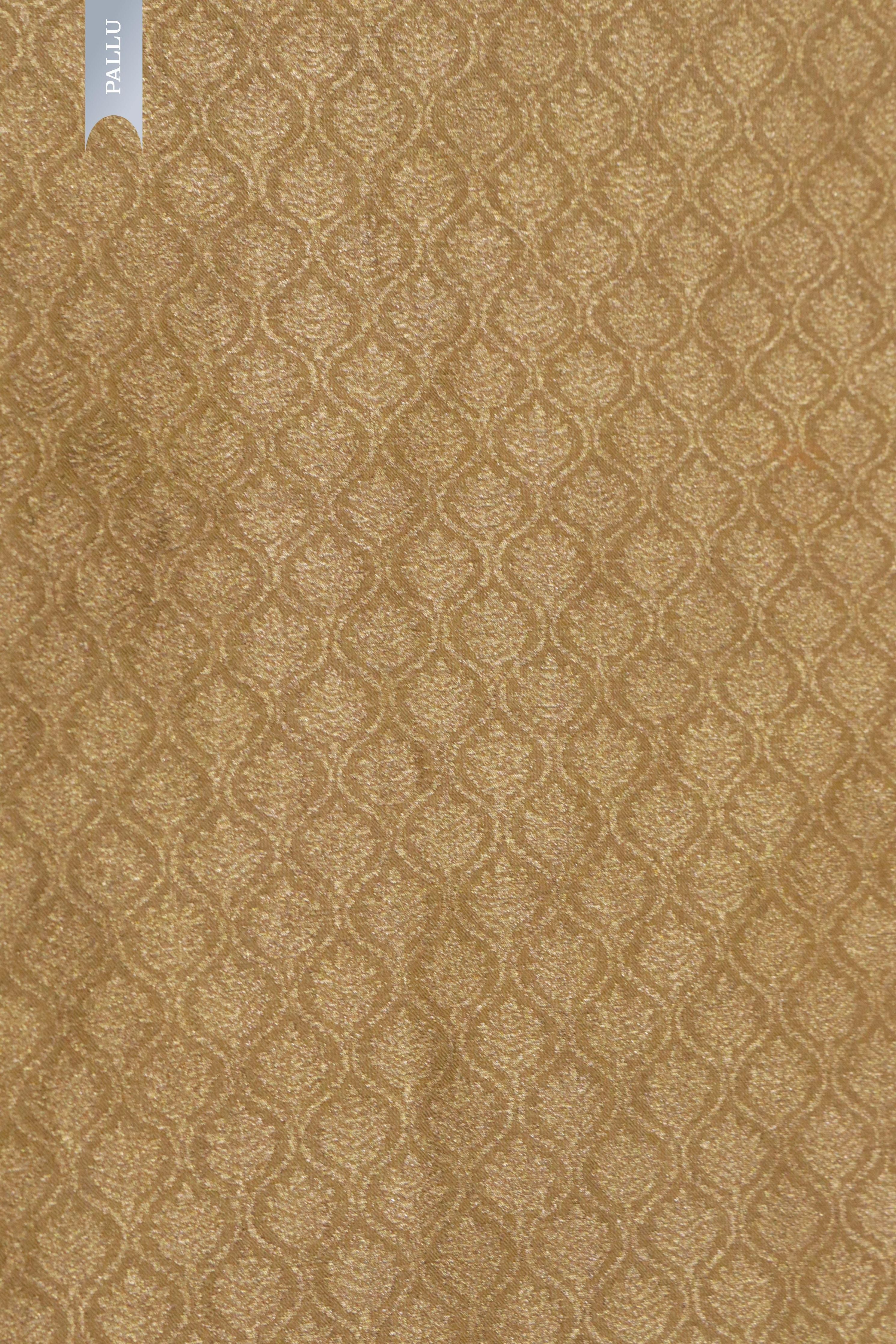 Off-White Gold Silk Saree Floral Animal Print with Zari Motifs - Mokshaa