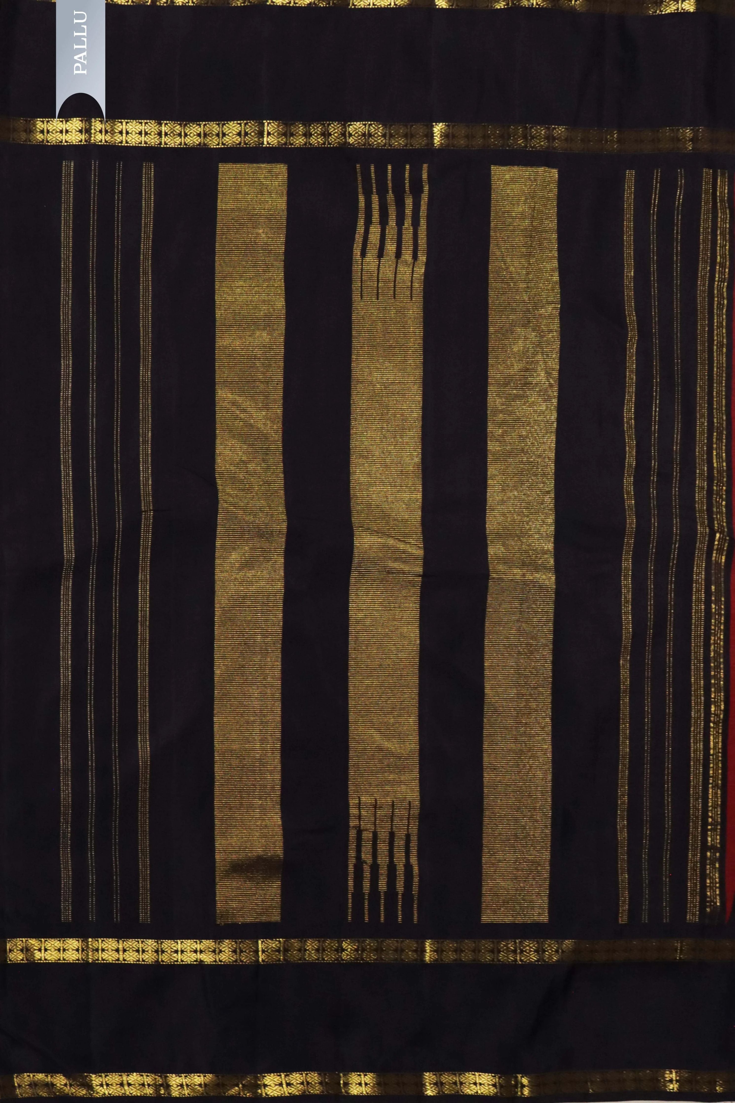 Maroon Kanchivaram Silk Saree with Black Border - Mokshaa