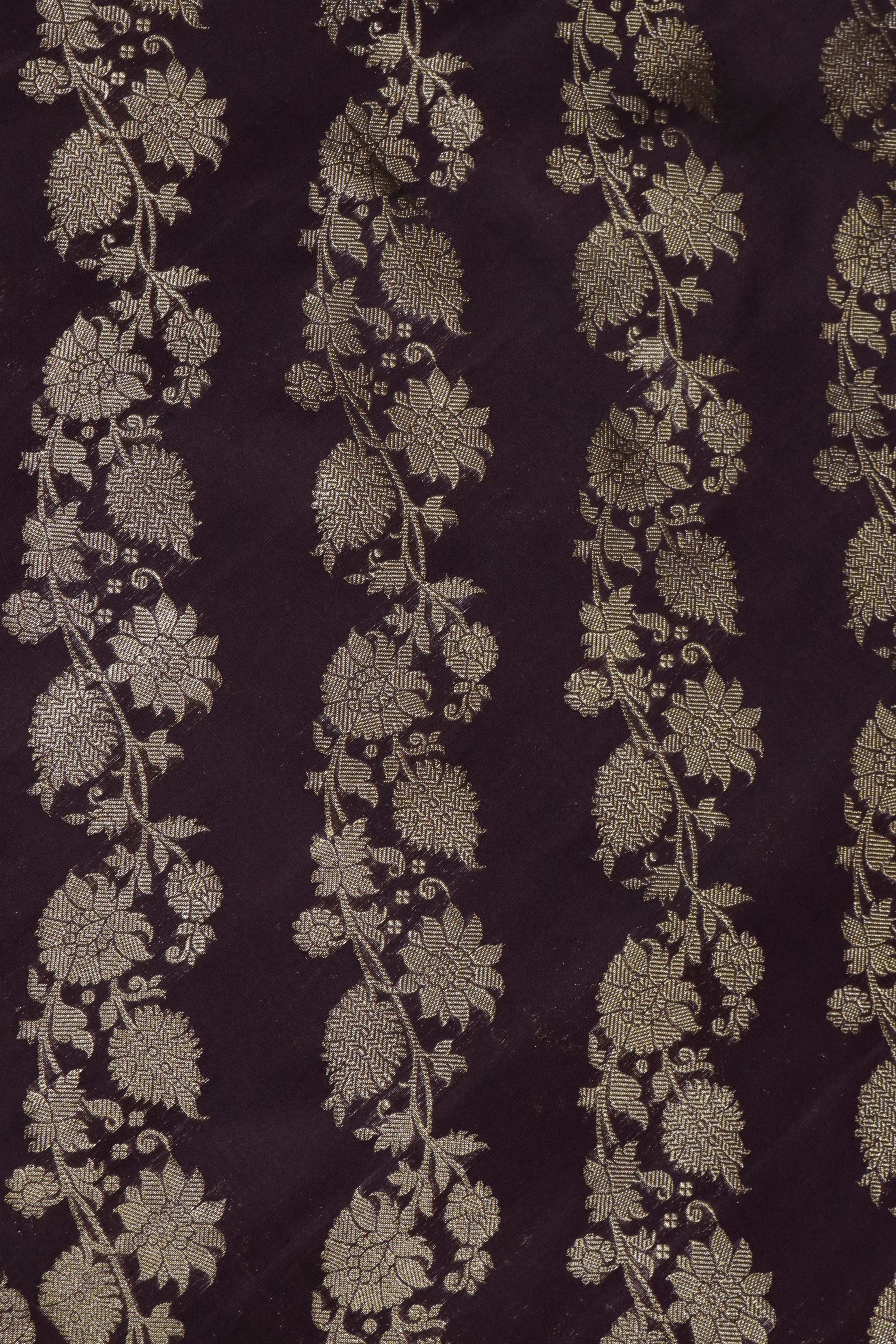 Dark Brown Kanchivaram Silk Saree with Peacock Motif Border - Mokshaa