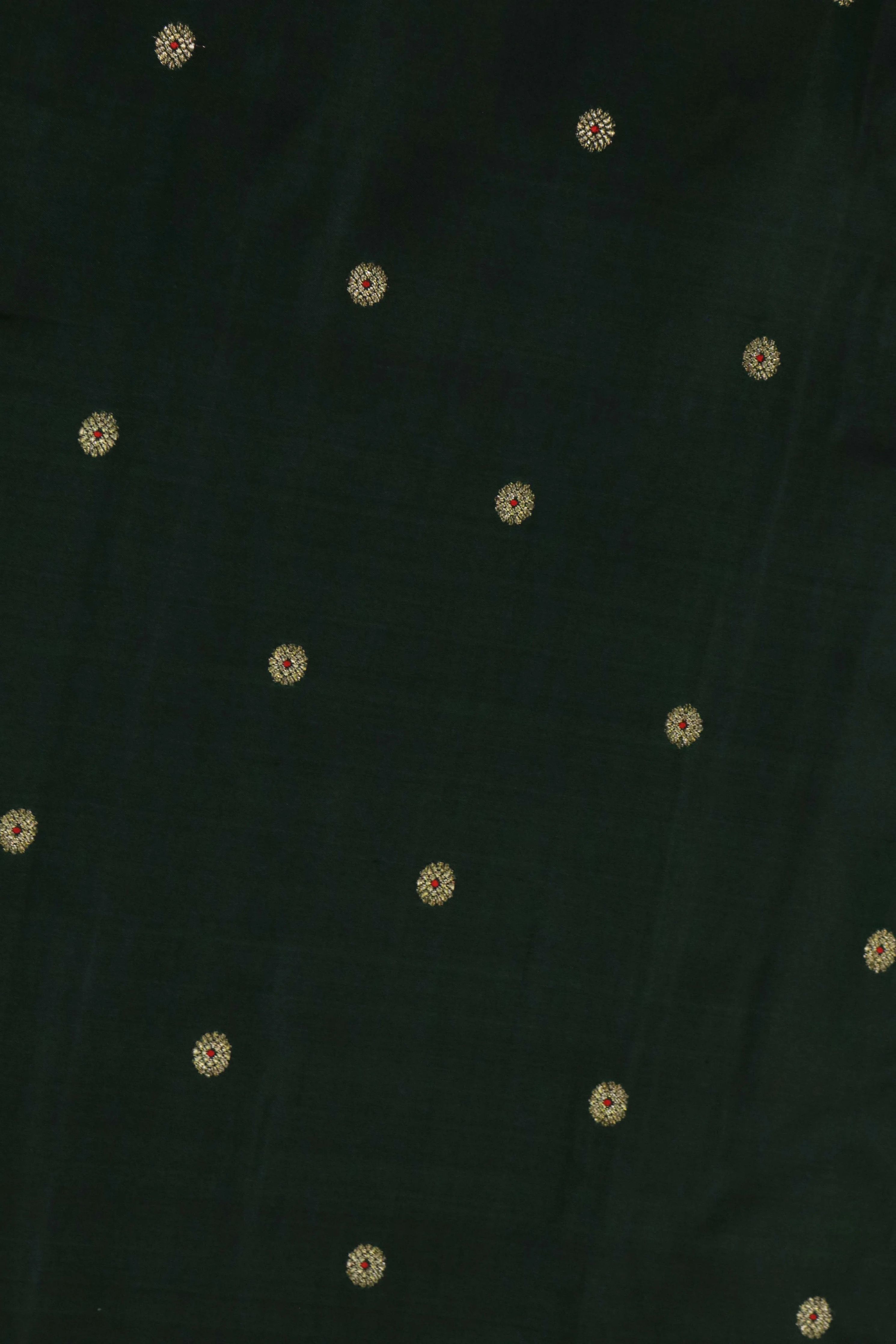Bottle Green Kanchivaram Silk Saree with Zari Butti and Self Blouse - Mokshaa
