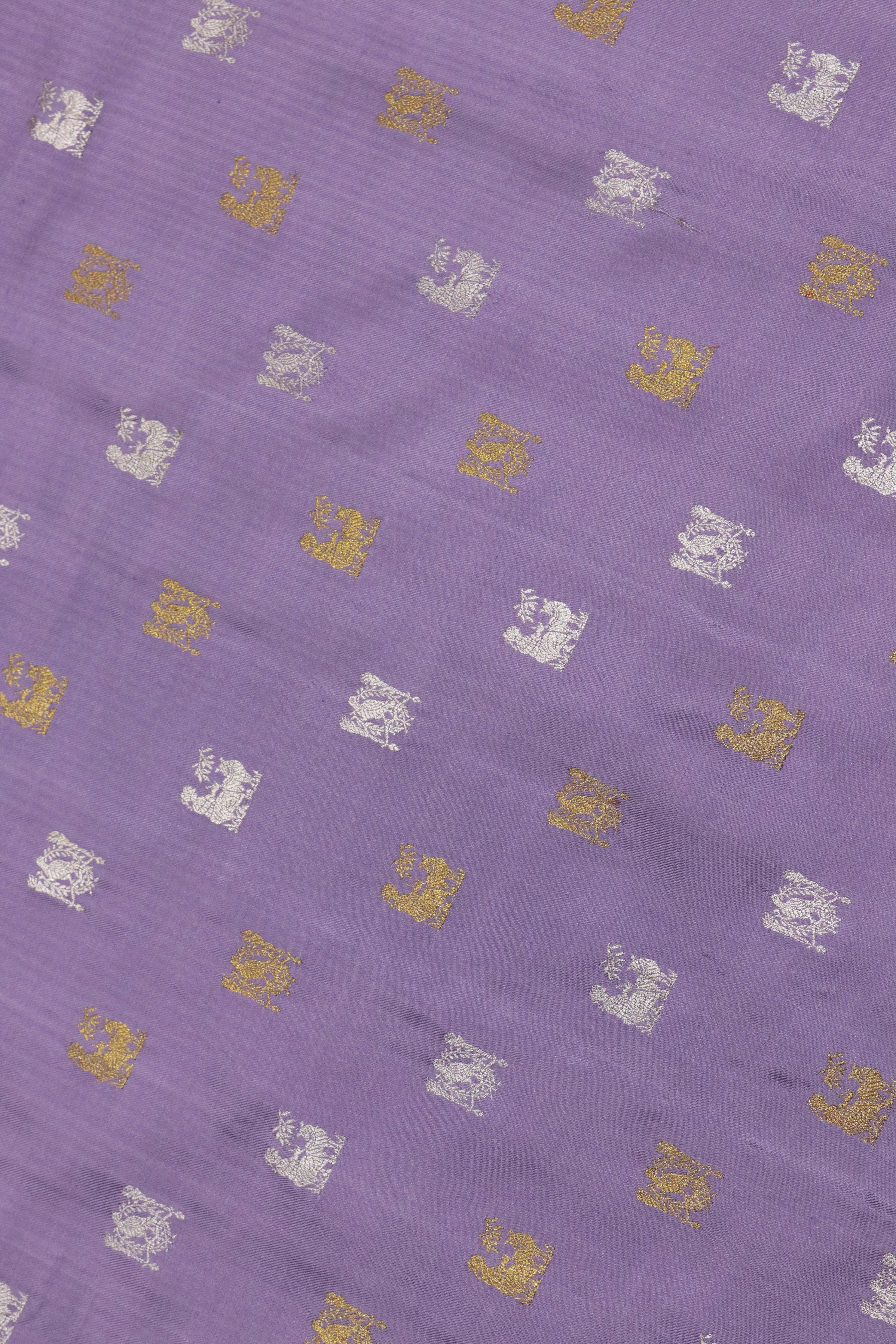 Lavender Kanchivaram Silk Saree with Gold & Silver Zari - Mokshaa