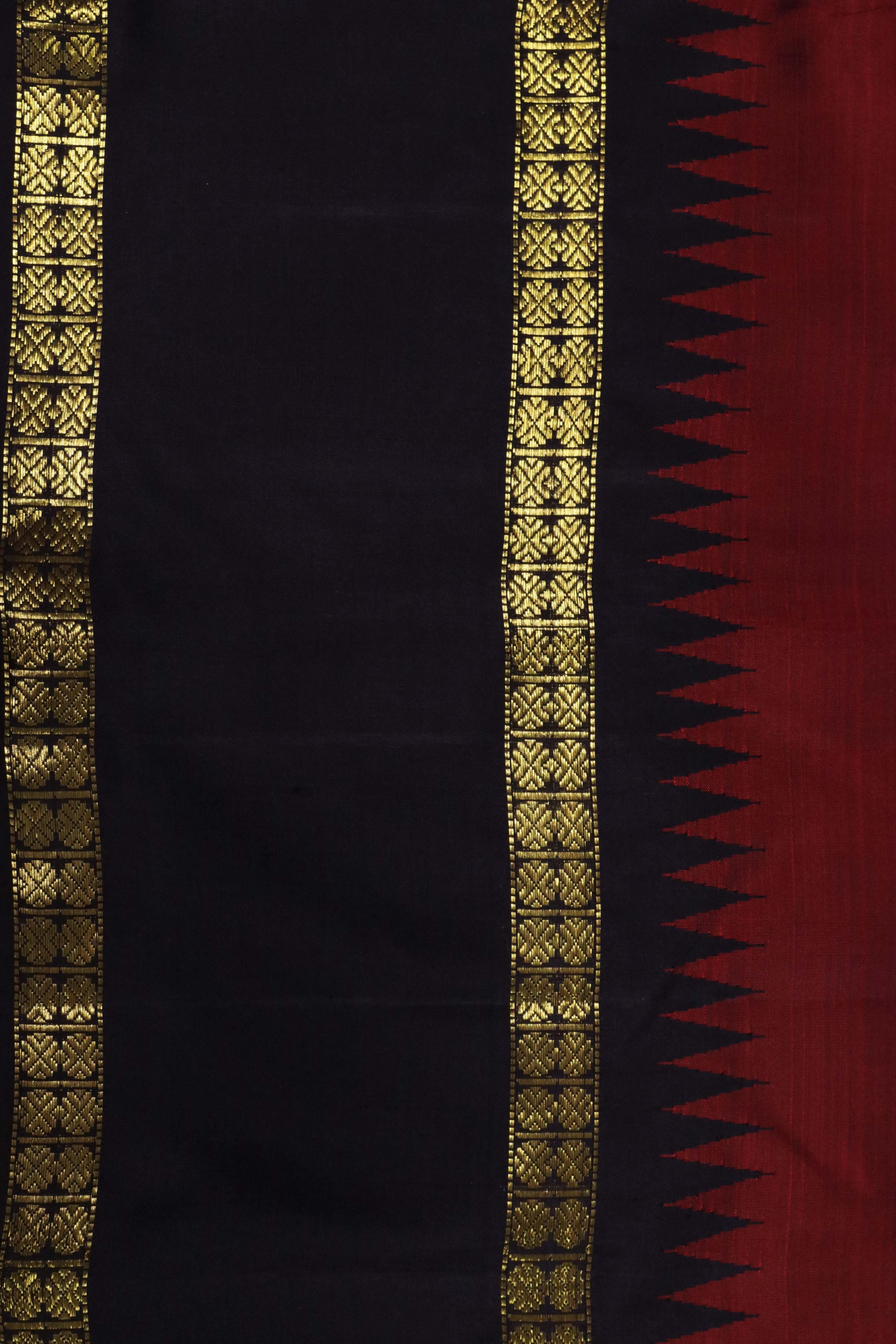 Maroon Kanchivaram Silk Saree with Black Border - Mokshaa