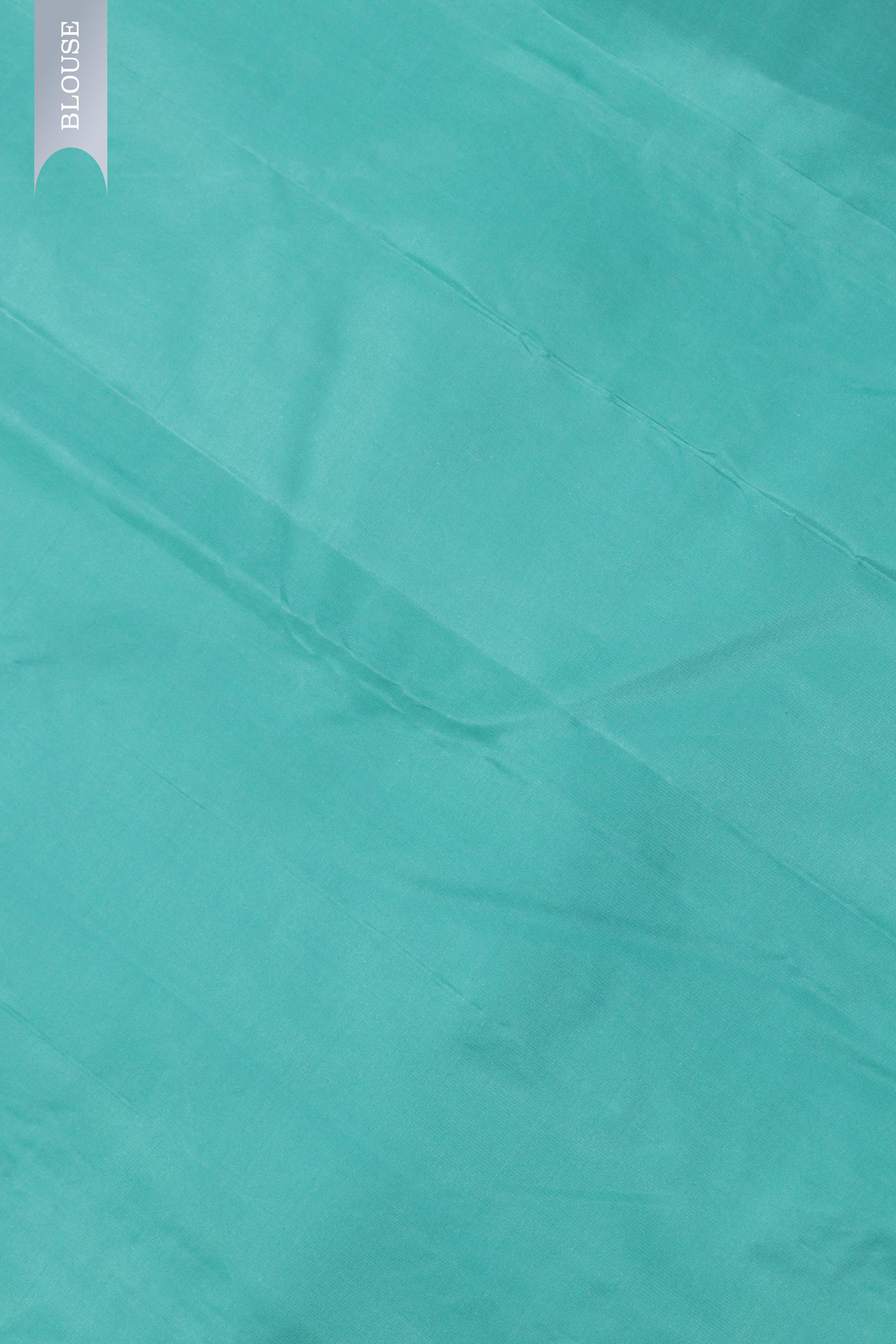 Ink Blue Kanchivaram Silk Saree with Zari Buttas & Contrast Pallu - Mokshaa