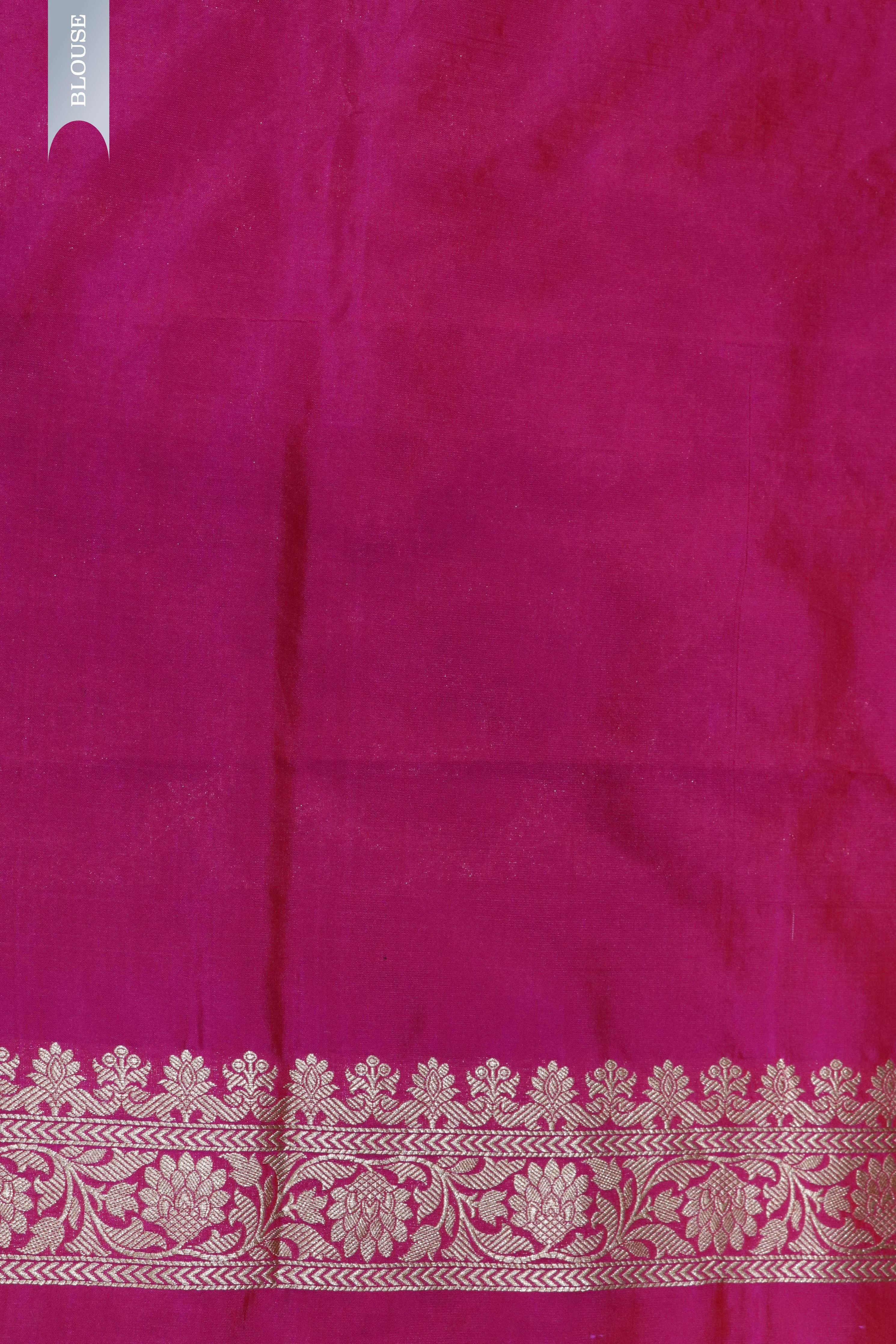 Rani Pink Banarasi Silk Saree with Zari Jaal & Intricate Border - Mokshaa