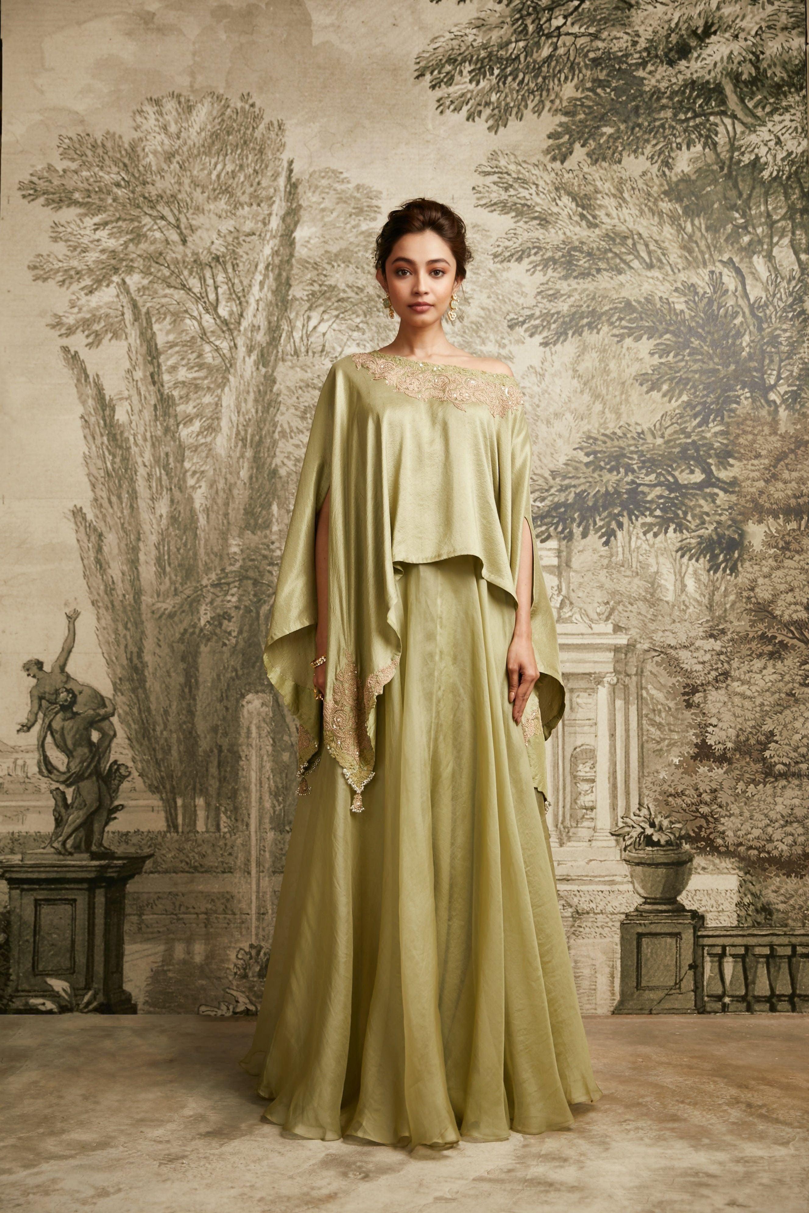 Sea Green Dori A-Line Skirt Set - Mokshaa