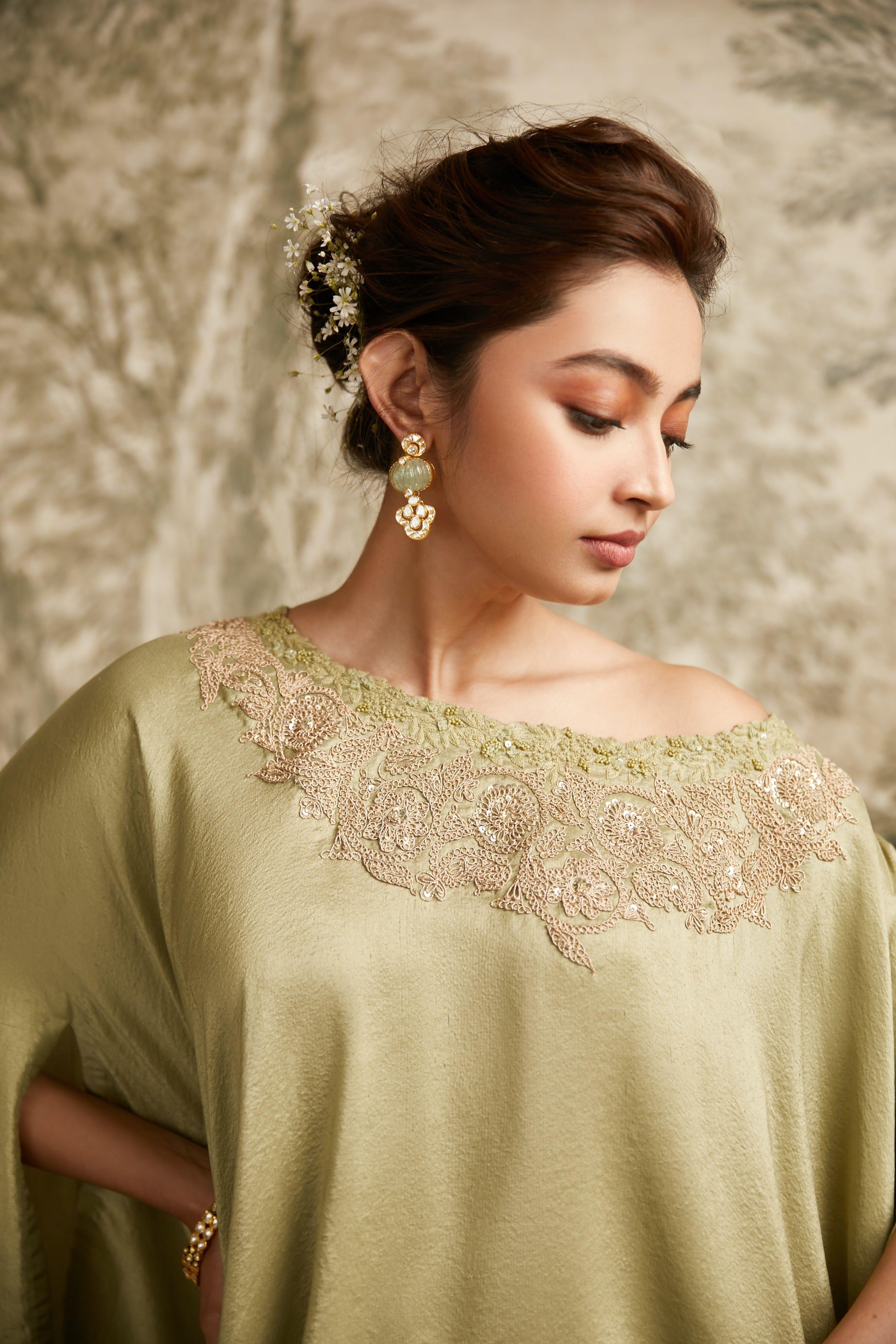 Sea Green Dori A-Line Skirt Set - Mokshaa