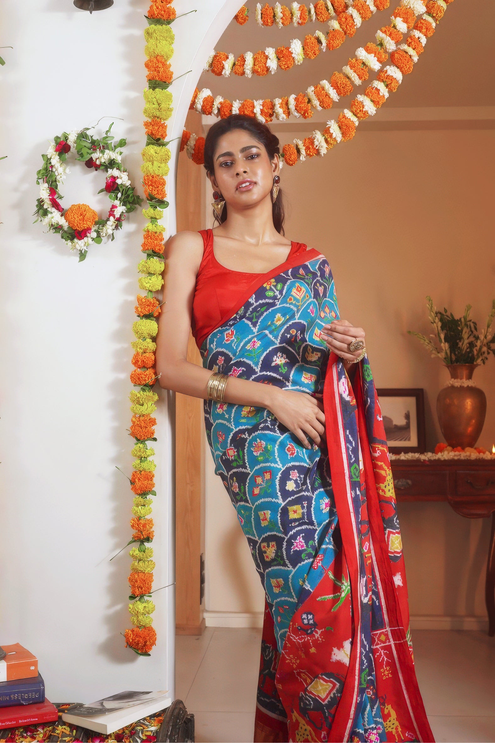 Turquoise Blue Pattan Pattola Silk Saree