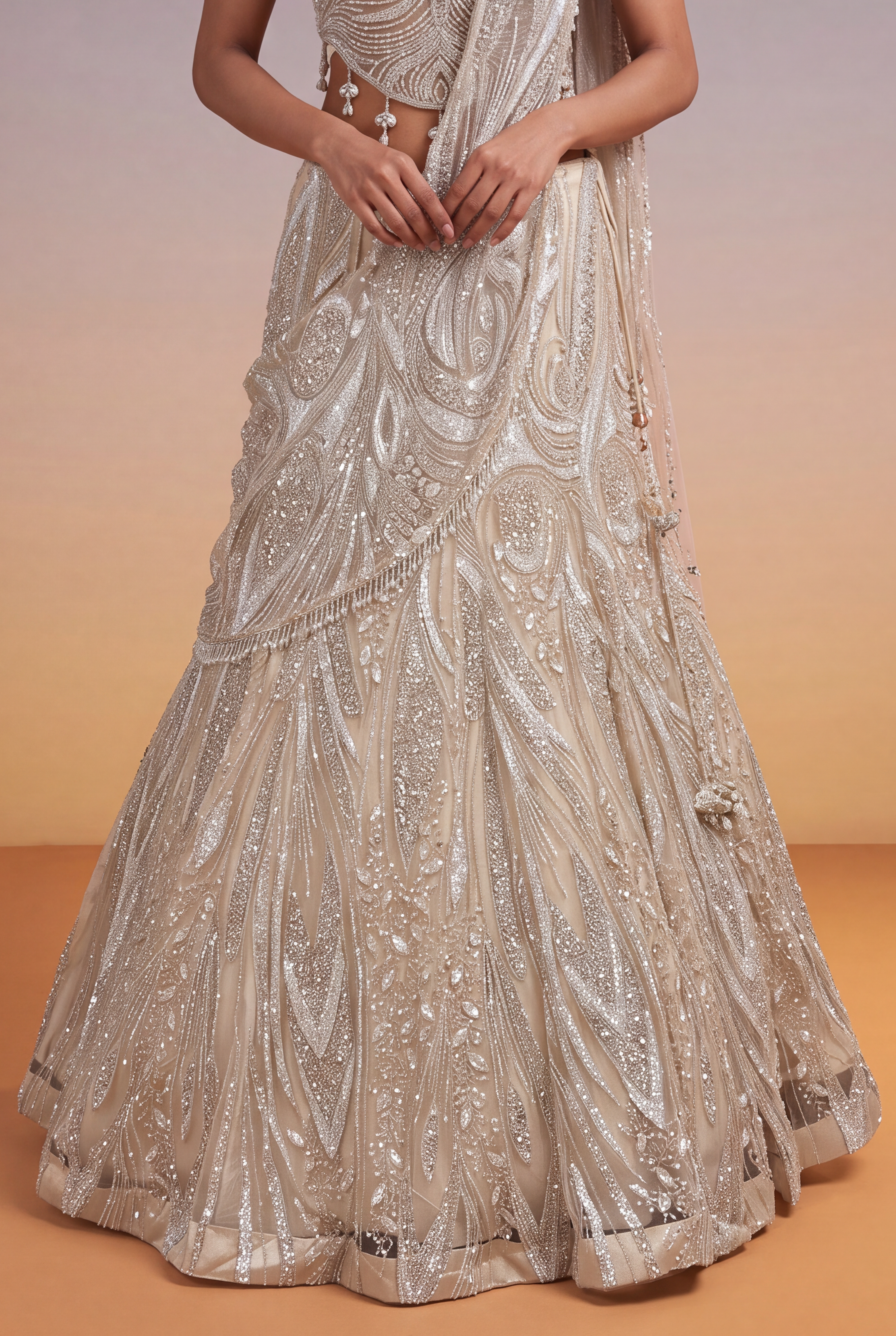 Champagne Fish Cut Lehenga