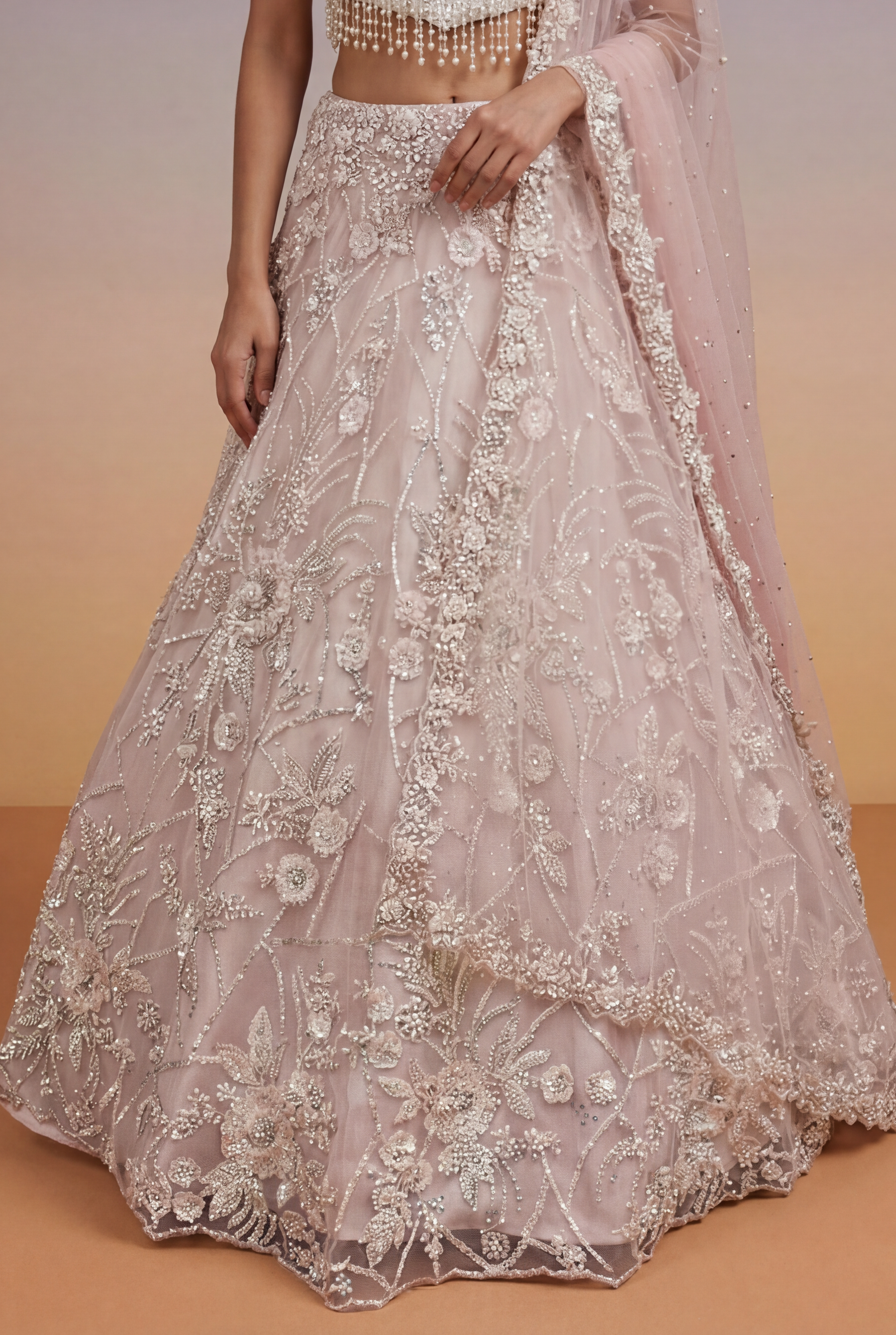 Baby Pink Soft Net Lehenga